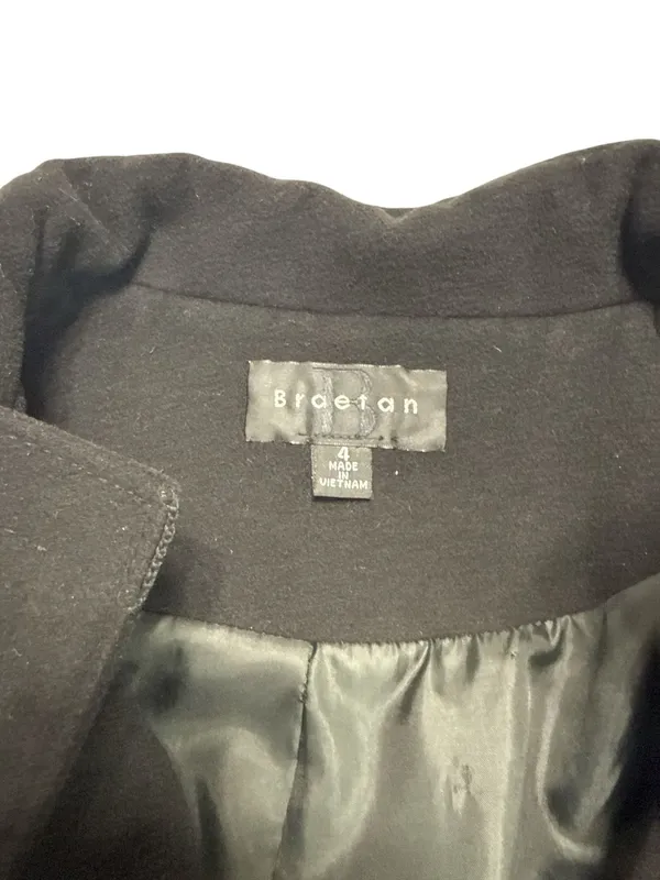 Braetan Black Wool Blend Belted Shawl Collar Wrap Coat Size 4 - Image 8