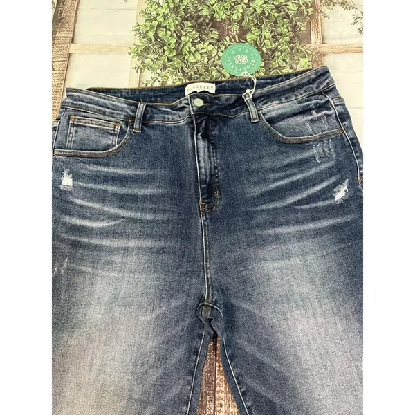 Blakeley Jeans size 4x rebel tummy control dark blue 34" inseam wide leg - Image 11