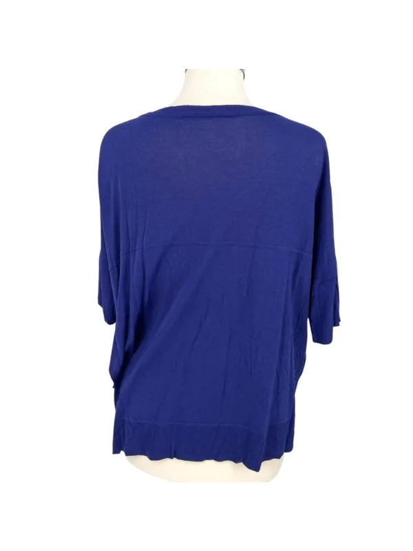 Wilfred Blue Knit Short Sleeve Side Slit Top Size Large Minimalist Casual Chic - Image 6