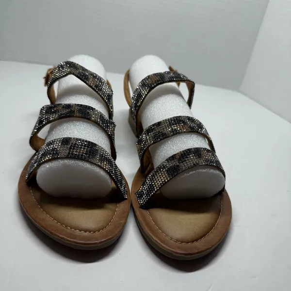 Brown Strappy Sandals with Rhinestone Accents - Image 2