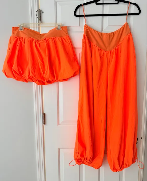 Free People Double Bubble Set in Hot Watermelon/ Neon Orange, Size L - Image 2