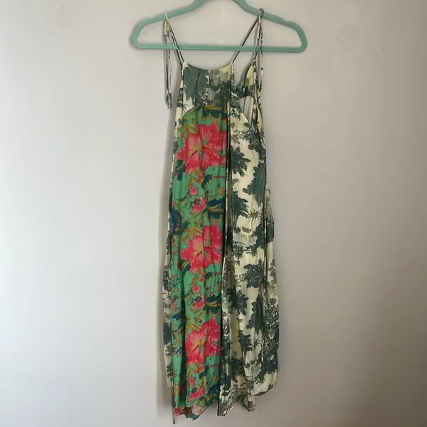 Anthropologie Maeve Asymmetrical Dress in Green and Pink Floral. Size M - Image 3