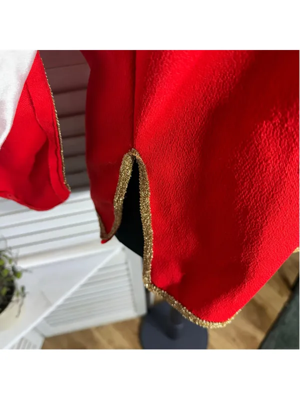 Vintage red musketeer costume top lace gold cross court jester ren fair cosplay - Image 10
