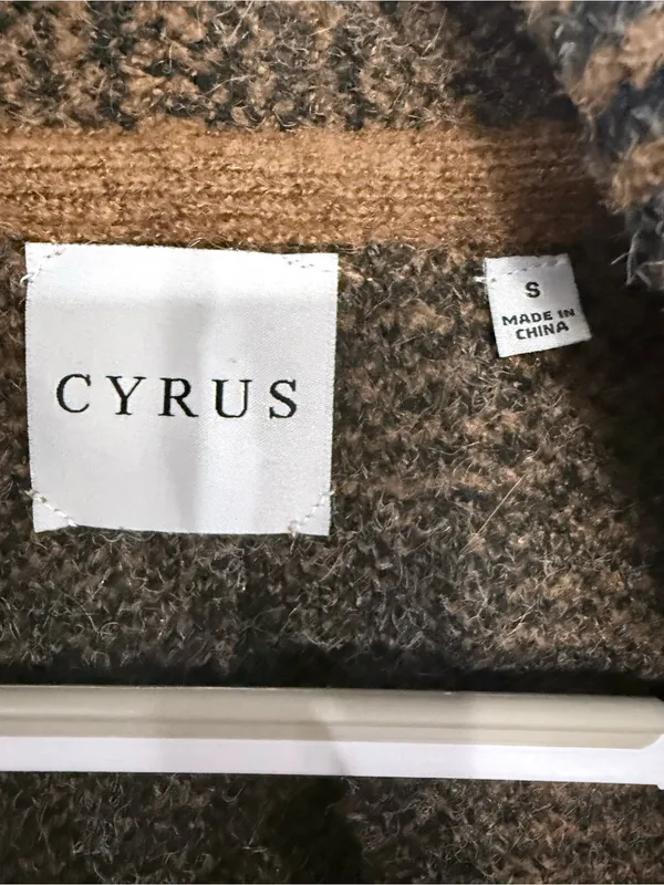 Cyrus Mustard and Charcoal Plaid Open-Front Cardigan - Image 5