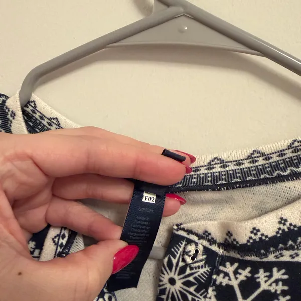 Skims Fair Isle Plush Pointelle Pajama Top in Navy size Small (S) - Image 4