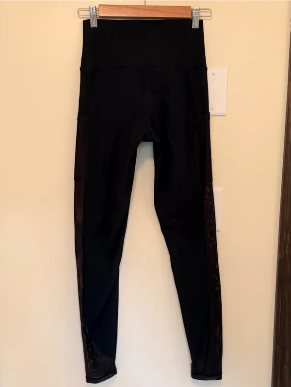 Aerie high rise mesh cutout pocket black 7/8 leggings - Image 5
