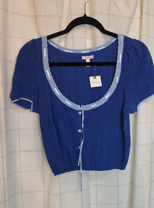 Anthropologie LyreBird Pointelle Short-Sleeve Cardigan Sweater - Image 2