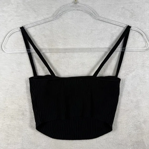 Urban Outfitters Black Ribbed Bustier Crop Top Sweetheart Double Strap Small - Image 8