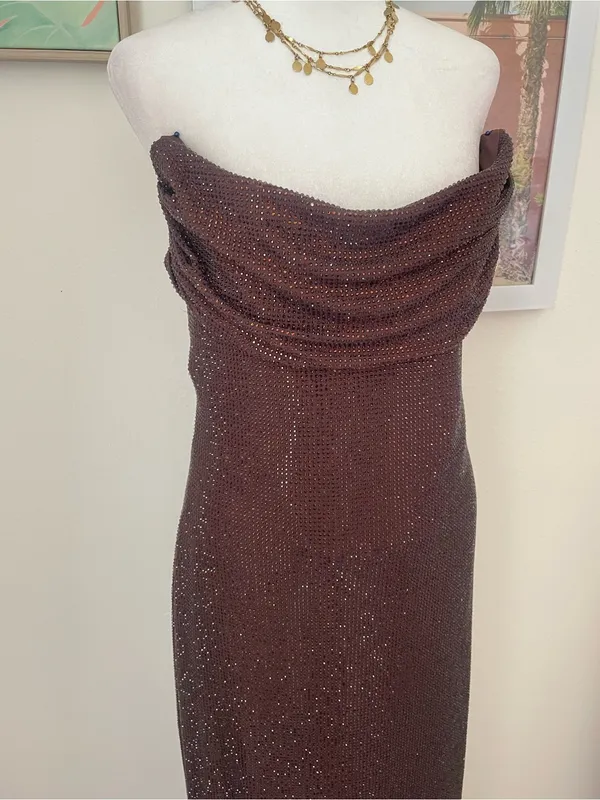 Babyboo Mirabella Maxi Dress in Plum Brown Embellished Rhinestone Size XXL - Image 7