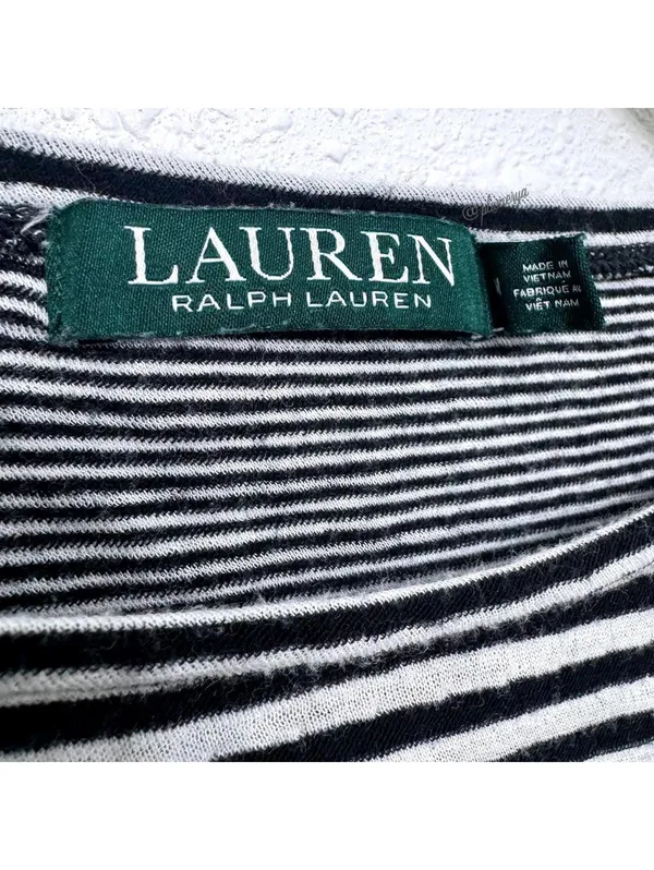 Lauren Ralph Lauren Women's Casual Summer Nautical Striped Blouse Top Size M - Image 3