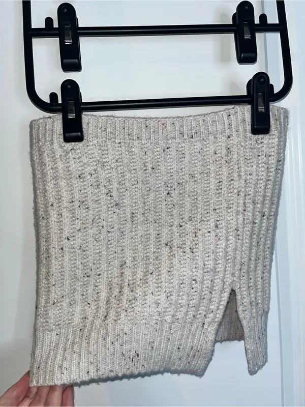 Universal Thread Ribbed Oatmeal Pop Fleck Cable Knit Neck Snood+Mini Skirt Cozy - Image 6