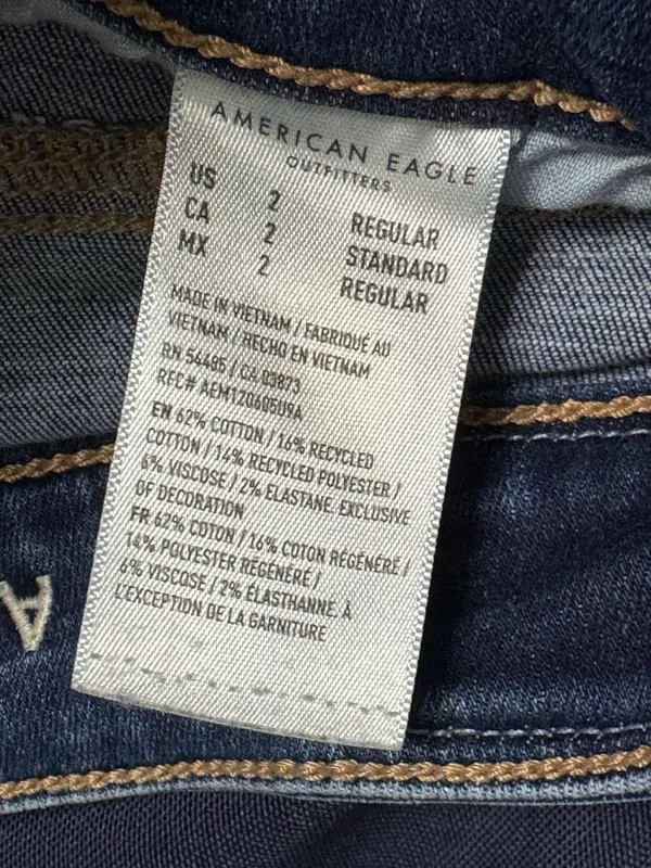 American Eagle High Rise Skinny Kick Jeans 2 Regular Stretch Frayed Hem - Image 6