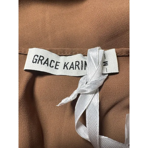 Grace Karin Brown‎ Open Front Waterfall Cardigan Sequin Cuff Brown Medium NEW - Image 2
