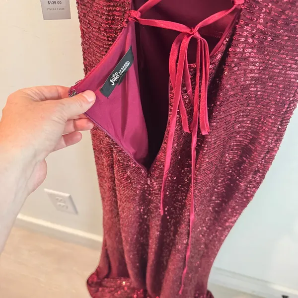 Jump Apparel Wine Red Sequin Lace Up Corset Back Formal Prom Gown Dress Sz 11/12 - Image 8