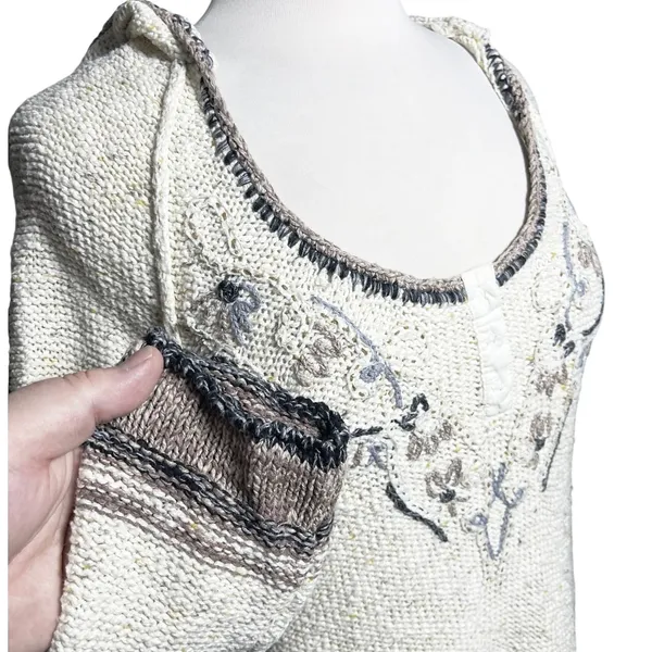 FREE PEOPLE Women’s Y2K Wool Blend Embroidered Hooded Sweater Tunic - Image 2