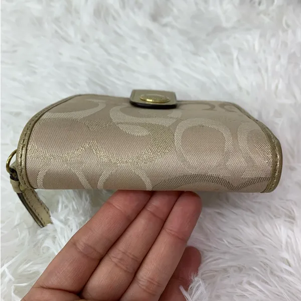 COACH Gold Signature Canvas Wallet - Image 3
