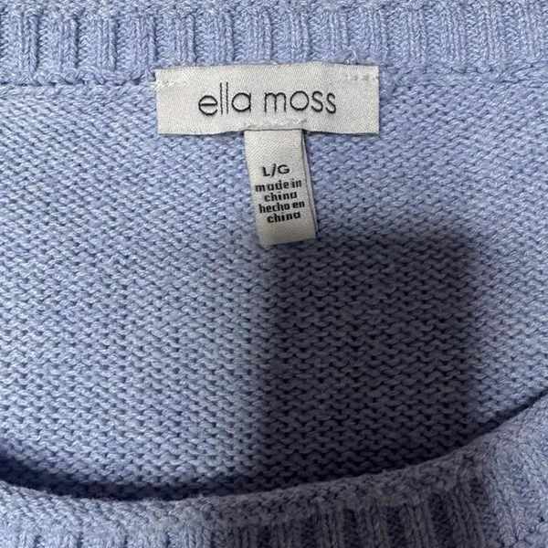 Ella Moss Blue Striped Sweater L Coastal Grandma Nautical Preppy - Image 8