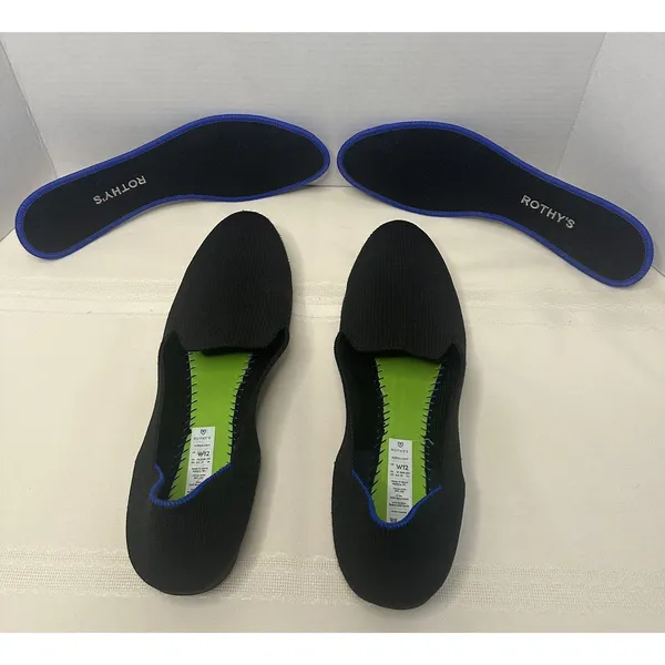 Rothy's The Loafer Black Round Toe Knit Ballet Flats Women's Size W12/EU 43 - Image 5