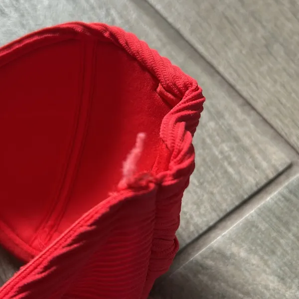 Red ribbed bandeau bikini top Size XS - Image 5