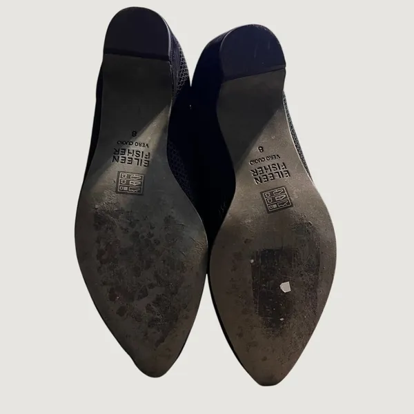Eileen Fisher Gabby Pumps Womens 8 Black Stretch Knit Pointed Block Kitten Heel‎ - Image 5