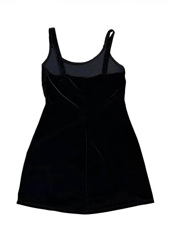 Vintage 90s Timing USA Black Velvet & Textured Lace Bustier Mini Dress Medium - Image 7