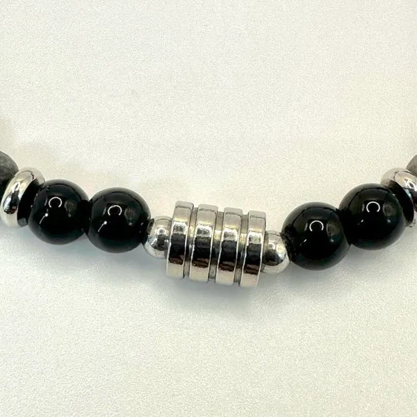 Picasso Jasper and obsidian beaded necklace Black - Image 9