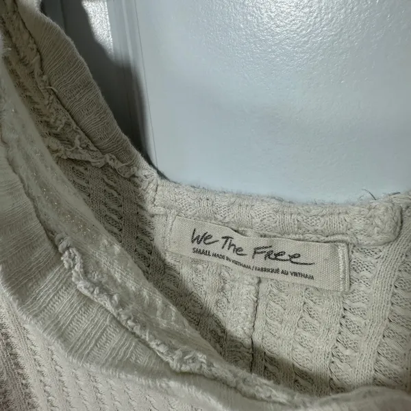 We The Free Free People Magic Thermal Tee S Cream Long Sleeve Top Sweater Boho Beach Slouchy - Image 4