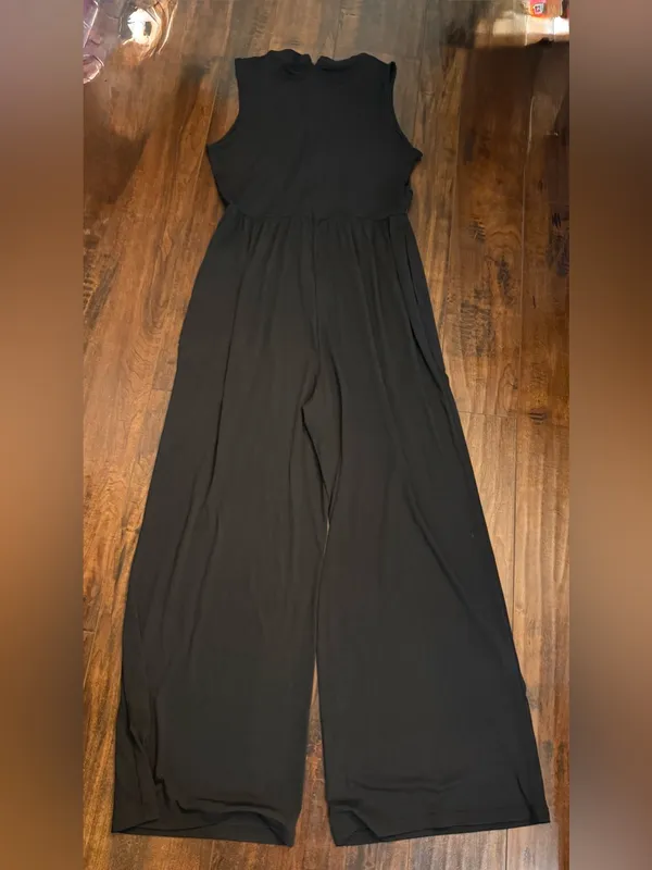 Cider Black Solid Sleeveless Wide Leg Jumpsuit Size XL NWT - Image 5