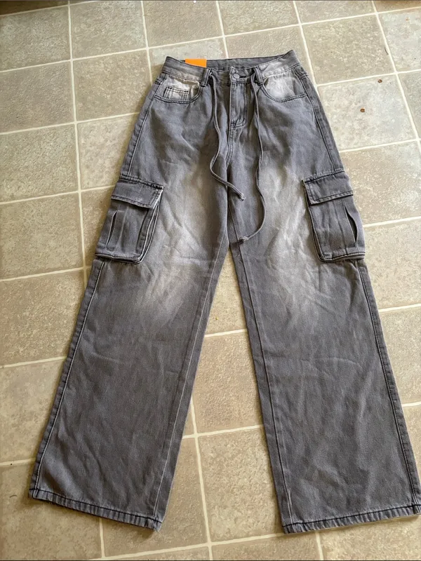 By Corea Washed Gray Cargo Boyfriend Jeans I think it’s a size S - Image 3