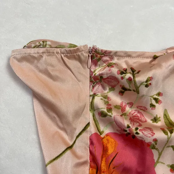 NEW Lulus Remarkable Entrance Pink Floral Print Satin Midi Dress Size S Party - Image 8