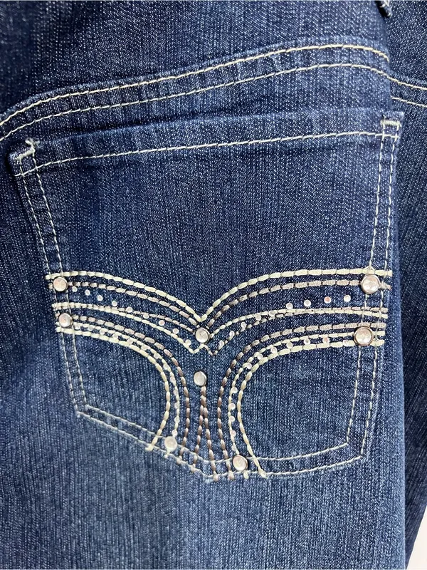 Vintage Cato Woman Blue Denim Jean western skirt studded rhinestone pockets 22w - Image 9