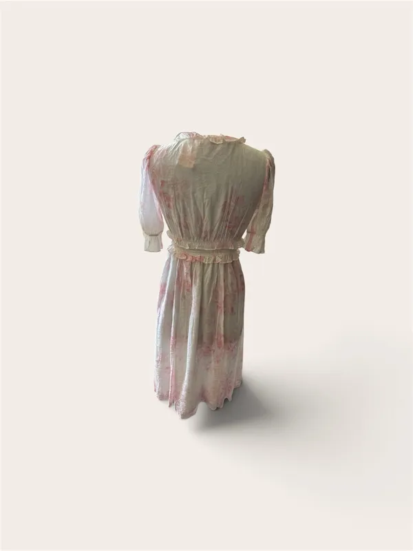 1. State Pastel Pink Floral Maxi Dress with Ruffled Puff Sleeves size XS - Image 3