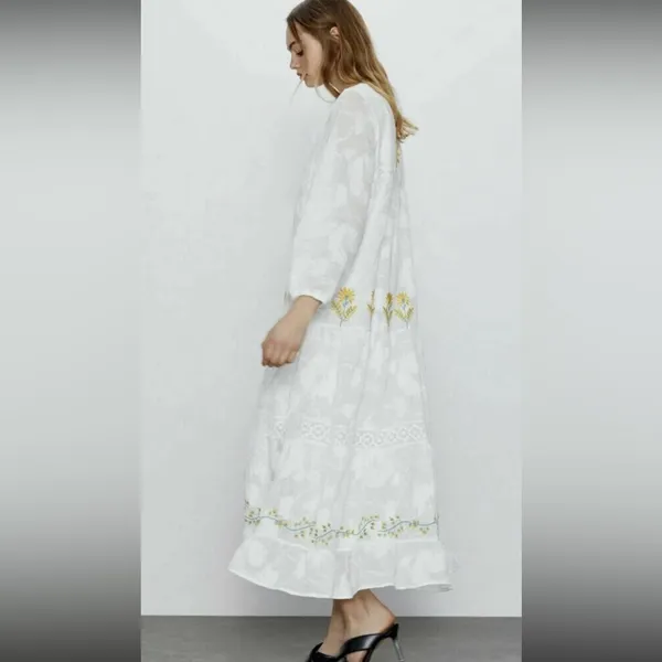 Zara Crochet Embroidered Dress Maxi‎ Bloggers Fav - Image 6