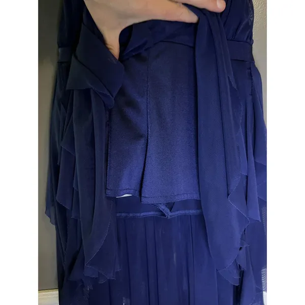 Kellé Dress Womens Medium Blue Sweetheart Ruffle Hanky Hem Hi-Low Formal - Image 6