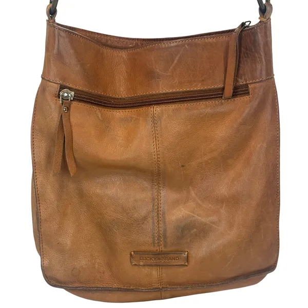 Lucky Brand Brown Leather Patchwork Crossbody Bag‎ Adjustable Strap Boho Western - Image 7