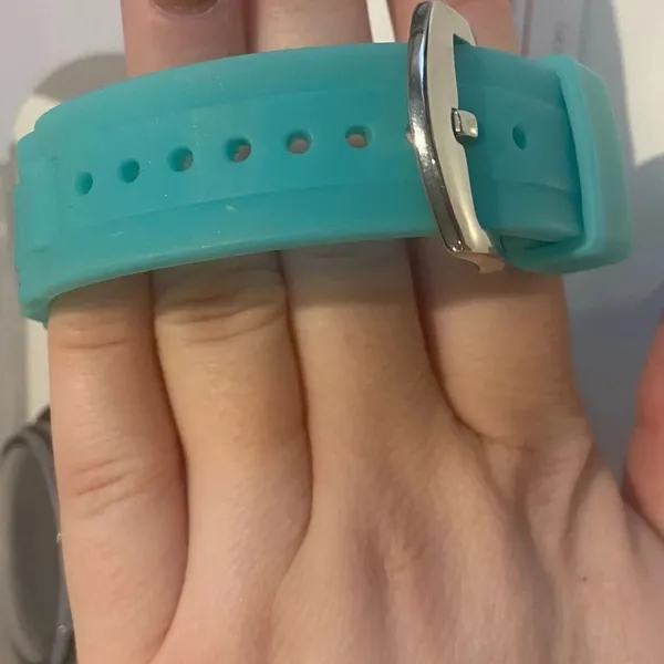 TKO Square‎ Face Watch with Silicone and Rhinestones Aqua Blue EUC - Image 6