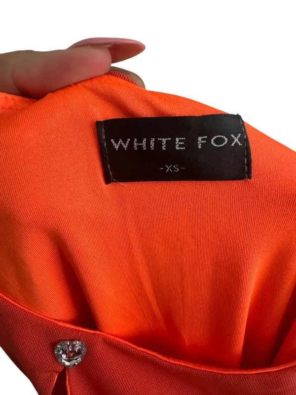 WHITE FOX Orange Bodycon Cutout Stretch Dress Size XS - Image 4