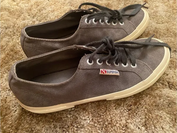 Superga Gray Canvas Low-Top Sneakers with Cream Sole EU 39 - Image 4