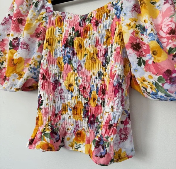 NWT Buddy Love Billie Smocked Puff Sleeve Top sz M - Image 8