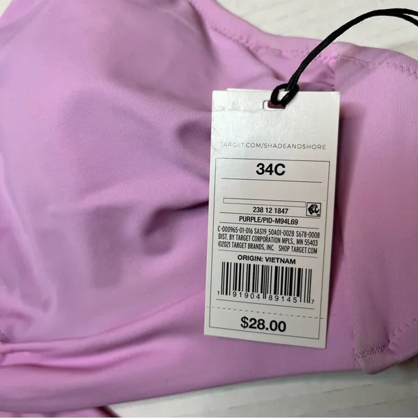 Shade & Shore Light Purple Tie Front Bralette Bikini Top Size 34C New! - Image 8