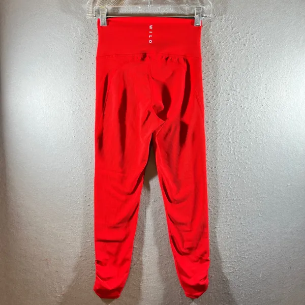 1093 | Wilo The Label Ribbed High Waisted Ruched Athletic Leggings‎ Red Womens S - Image 2