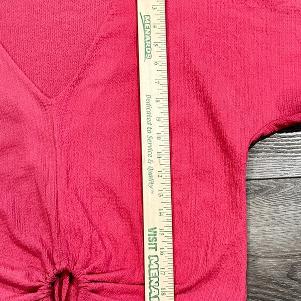 Women's Zara‎ Cinch Front Short Sleeve Crop Top Bright Pink Size Medium - Image 4