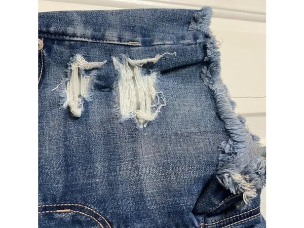 NEW American Eagle Outfitters Blue Distressed Ripped Jean Shorts Size 0 - Image 2
