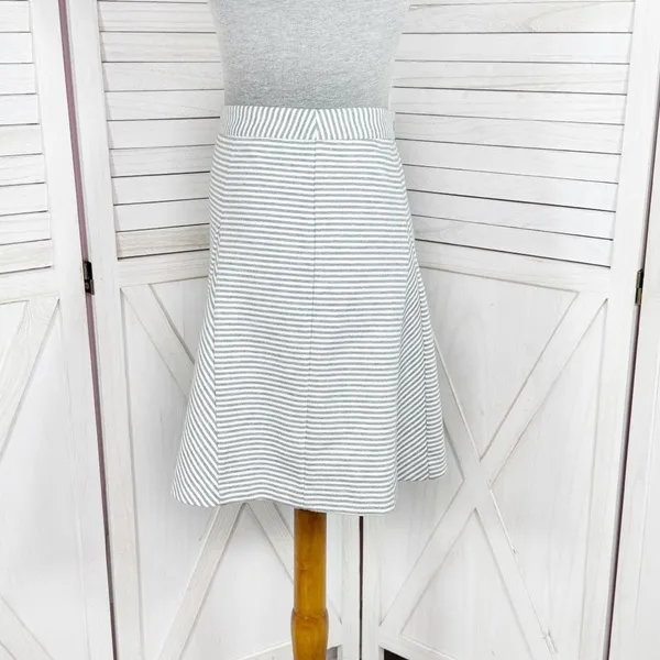 Michael Michael Kors Striped Knit Panel A-line‎ Skirt White Grey 4 - Image 2