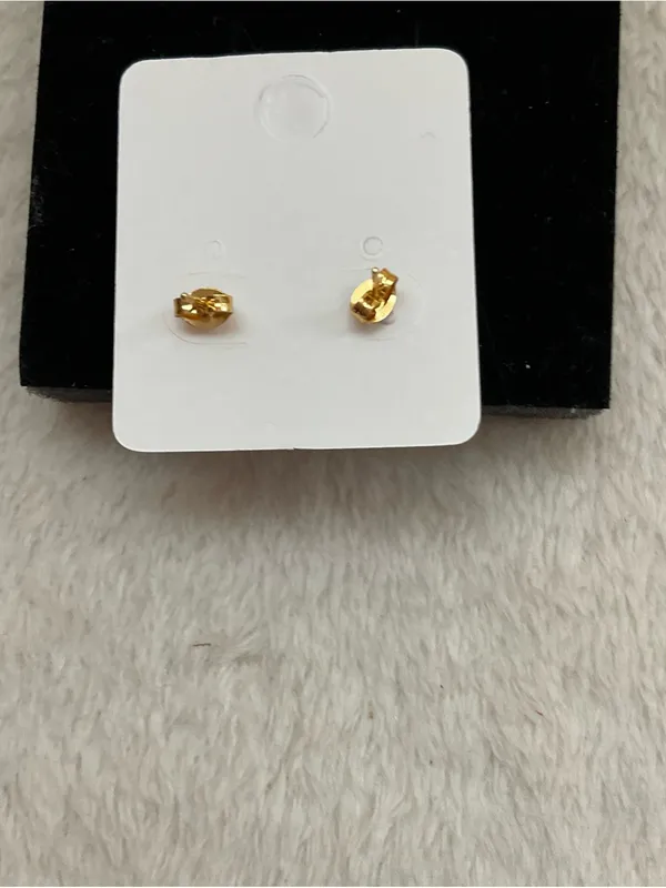 Gold-Tone Flower Stud Earrings in Red &Gold - Image 3