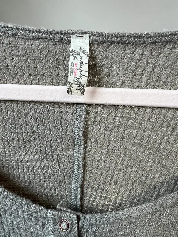 Free People Green Gray Waffle Tee - Image 4