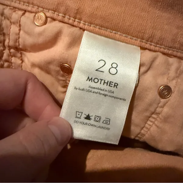 Mother The Insider Ankle‎ Fray Raw Hem Jeans in Chalk It Up Terracotta Sz 28 - Image 9