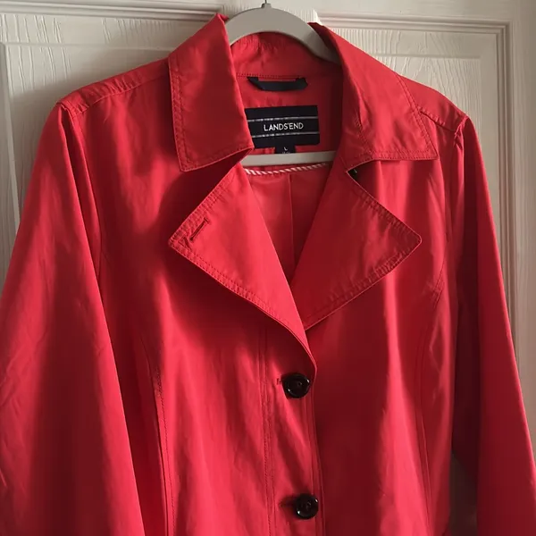 Lands’ End Crimson Dawn Harbour Cottage Trench Coat‎ Sz L Minimalist Boho-Chic - Image 5