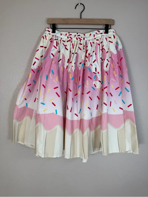 Unique Vintage Cupcake Sprinkles Circle Swing Midi Skirt size Large NEW $99 - Image 4