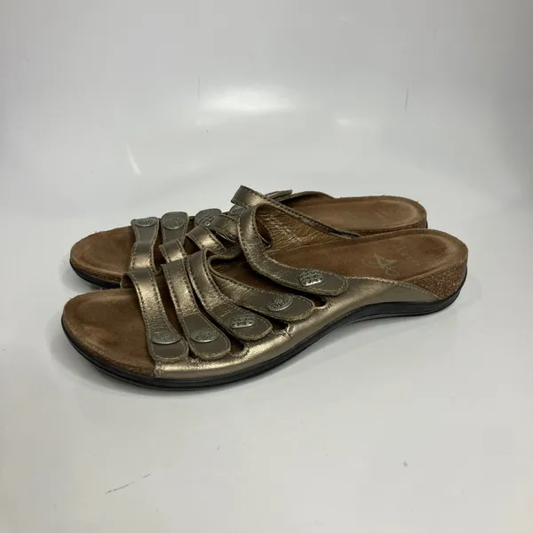 Dansko Janie slide sandals gold bronze metallic‎ leather Strappy women's size 41 - Image 3